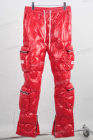 Red puffer cotton cargo pants