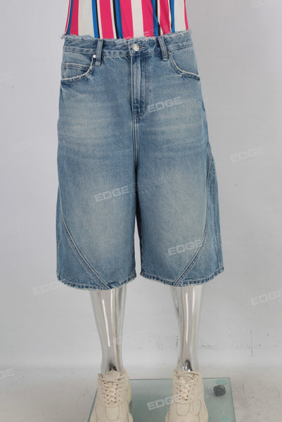 Blue acid washed damaged shorts