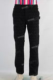 Black embroidered patchwork slim fit jeans