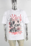 White heavyweight red digital print t shirt