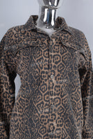 Leopard digital print denim jacket