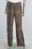 Leopards digital print straight jeans women