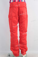 Red damaged boot cut jeans