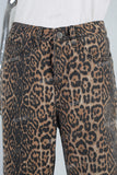 Leopards digital print straight jeans women