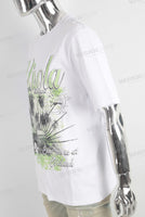 White heavyweight green digital print t shirt