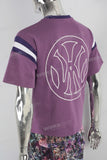 Purple puff and screen print T shirt