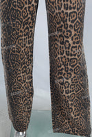 Leopards digital print straight jeans women