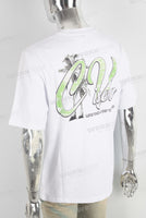 White heavyweight green digital print t shirt