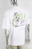 White heavyweight green digital print t shirt