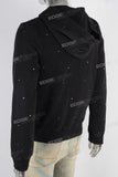 Black rhinestone zip up hooded jacket
