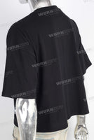 Black digital print patchwork t shirt