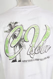 White heavyweight green digital print t shirt