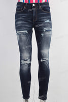 Blue damaged skinny jeans