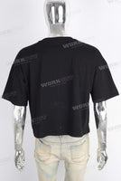 Black digital print patchwork t shirt
