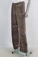 Leopards digital print straight jeans women