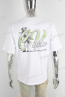 White heavyweight green digital print t shirt