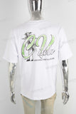 White heavyweight green digital print t shirt