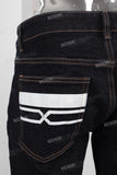 Dark blue fit digital print jeans