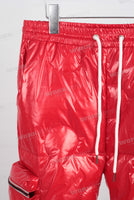 Red puffer cotton cargo pants