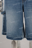 Blue baggy laser boot cut jeans