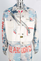 Digital print denim jacket and jeans set