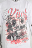 White heavyweight red digital print t shirt