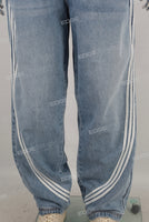 Blue patchwork baggy jeans