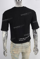 Black patchwork denim t shirt