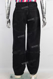 Black baggy zip up patchwork jeans