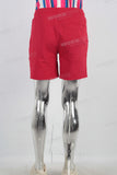 Red boot cut black digital print knitting shorts