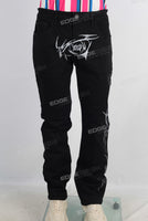 Black screen print slim fit jeans