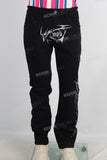 Black screen print slim fit jeans