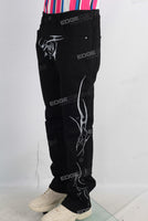 Black screen print slim fit jeans