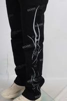 Black screen print slim fit jeans