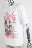 White heavyweight red digital print t shirt