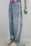 Blue patchwork baggy jeans