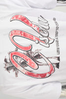 White heavyweight red digital print t shirt