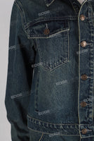 Women blue acid washed jacket and straight jeans set