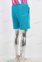 Blue digital print boot cut knitting shorts