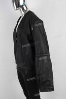Black oversize and loose waxed jacket