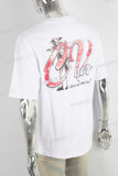 White heavyweight red digital print t shirt