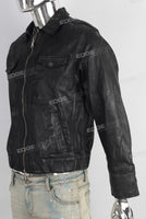 Black waxed acid washed jacket