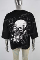 Black oversize skull digital print t shirt