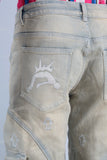 Patchwork cargo embroidered jeans