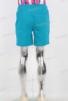 Blue digital print boot cut knitting shorts