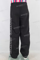 Black embroidered patchwork straight pants