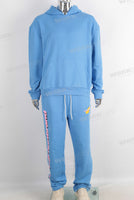 Blue digital print hoodie and pants set