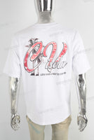 White heavyweight red digital print t shirt