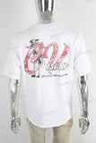 White heavyweight red digital print t shirt