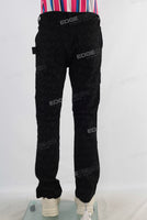 Black embroidered patchwork slim fit jeans